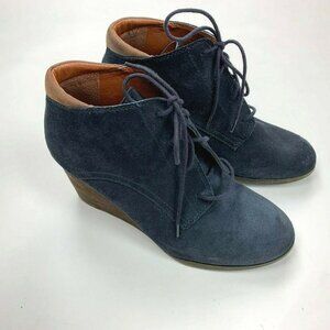 Lucky Brand Sumba Blue Suede Ankle Boot‎ Leather